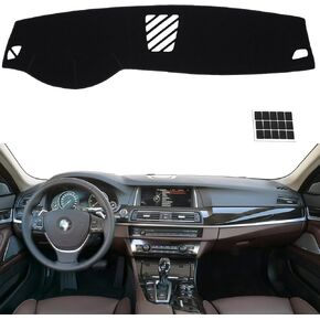Dashboard Cover Fit for 2011-2013 2014 2015 2016 BMW 5 Series/ 528i 535i 550i xDrive Flannel Nonslip Car Dash Board Mat Sunshade No-Glare and Slip Pad Carpet Sunshield Protector (Without HUD)