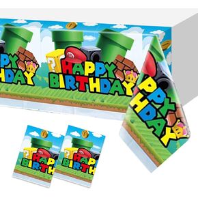 2pc Super Bros Rectangle Tablecloths Video Games Party Plastic Table Covers 70.8 x 42.5 Inch Children Boys Birthday Party Decoration Supplies