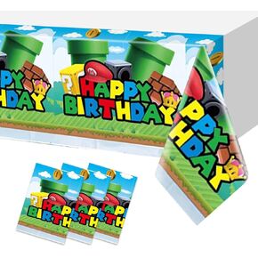 2pc Super Bros Rectangle Tablecloths Video Games Party Plastic Table Covers 70.8 x 42.5 Inch Children Boys Birthday Party Decoration Supplies