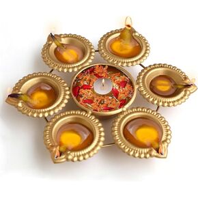 Assorted Decorative Traditional Urli Diya | Perfect for Center Table, Living Room, Office, Home & Pooja Room, Wedding Gift, (10)