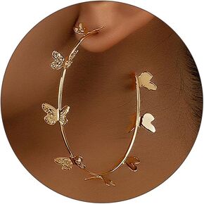 Silver Hoop Earrings Butterfly Hoop Earrings Silver Open Needle Earrings Lightweight Rhinestone Earrings for Girls