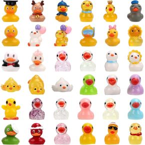 36pcs Mini Resin Ducks, Colorful Miniature Ducks Figurines, Small Ducks Figures, Tiny Animal Accessories for Potted Plants Garden Landscape DIY Christmas Home Decoration
