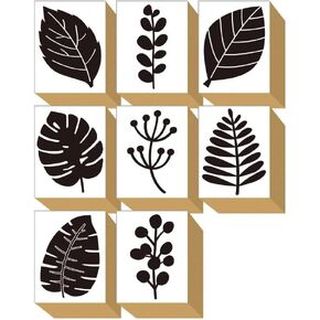 8 Pieces Wood Rubber Stamps Plant Decorative Leaf Monstera Green Design Set for DIY Crafting, Scrapbook, Painting, Letters Diary, Card Making, Gift WAKUWAKU Made in Japan Tokyo