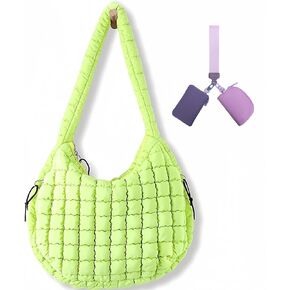 Puffy Quilted Crossbody Bags for Women Large Puffer Tote Bag for Women Free People Bubble Carryall Bag & Wristlet Wallet