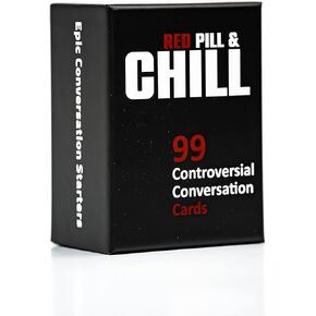 Red Pill & Chill: Card Game - 99 Conversation Starter Questions Explore Deeper Understanding Connection with Your Partner, Friends Family Date Night, Dating Relationship Cards, Black