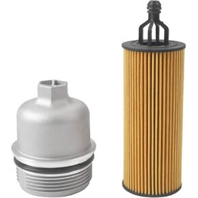 Aluminum Engine Oil Filter Housing Cap with Oil Filter Assembly Compatible With Jeep Chrysler Dodge Ram Vehicle 1500 Cherokee Wrangler Charger Durango 3.6L V6 Replace# 917-190 68191349AC 68191350AA