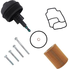 Oil Filter Housing Cap Cover & Oil Filter & Gasket Compatible with for BMW 323i 325i 328i 328is 330Ci 330i 528i X3 X5 Replace Part 11421744000 11427512300