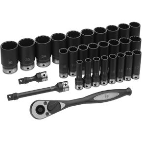 Grey Pneumatic 82229MD 1/2" Drive 12-Point Deep Length Metric Duo-Socket Set - 29 Piece