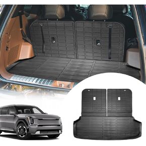 Cargo Liners Backrest Mat for Kia EV9 Accessories 2024 with Hook&Loop Rear Trunk Mat Rear Seat Back Cover Protector All Weather Anti-Slip Split Dog Liner