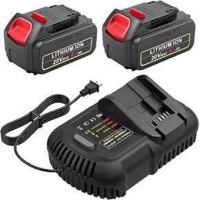 20V 6000mAh Replace Battery for Dewalt with DCB112 Charger, 2 Packs 20V Max 6.0Ah Lithium Battery with 20V Charger Comaptible with Dewalt DCF DCD DCG Series 20V Cordless Power Tools and Charger