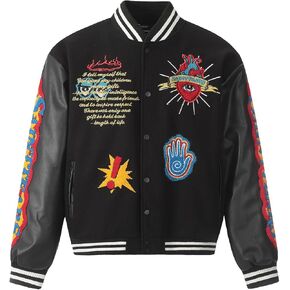 Chainsaw Man Men's Vintage Varsity Jacket Color Block Letter Graphic Baseball Jacket Unisex Coats Streetwear
