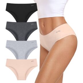 coskefy Cotton Underwear Pack Cheeky Hipster Panties for Women Mid Low Waisted Tagless Bikini Underwear