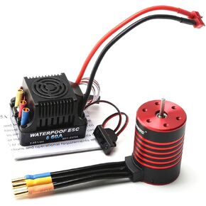 GoolRC 3650 Brushless Motor and ESC, RC Brushless Motor ESC Combo with 3100KV Brushless Motor and 60A ESC T Plug for 1/8 RC Car Toys uitable for Modification Enthusiasts