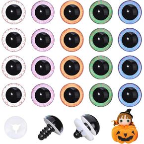 MUCUNNIA 30pcs 18mm عيون السلامة للدم للكروشيه مع غسالات عيون السلامة البلاستيكية لعيون الكروشيه الحرفية Amigurumi لحيوانات الكروشيه DIY زينة الهالوين صناعة الدمية (5 ألوان)