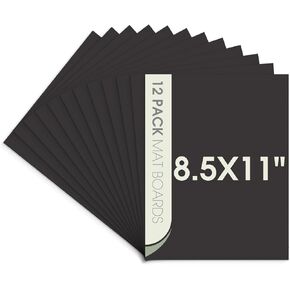 Space Art Deco, Pack of 12 8x10 Uncut Black Mat Boards, Acid Free Matte Backing Boards for Pictures, Prints, Frames, Arts