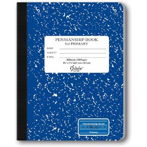 iScholar Grade 1 Primary Composition Notebook, 7.75 x 9.75 Inches, 50 Sheets, Skip Line Ruling, Green Marble (10018)