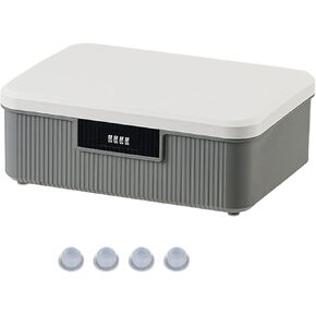 Lockable Storage Bin Outdoor Lock Box Plastic Storage Container Versatile Organizer with Changeable Lock for Home Office School Travel Business (White&Grey, 9 Liters)