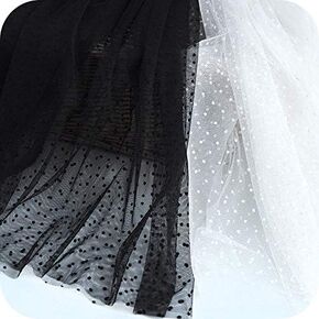 59 inches Width Polka Dot Mesh Bridal Wedding Lace Fabric by The Yard (White)