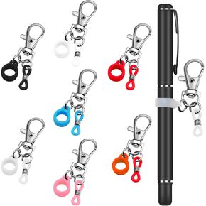 7Pcs Retractable Pen Holder Silicone Pen Lanyard Clip , Adjustable Badge Reel Accessories Pen Holder for Lanyard , Pen Lanyard Lanyard with Clip Lanyard Pen Holder Hang on Backpack, Belt, Wallet