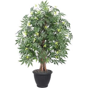 Vickerman 4' Artificial Japanese Maple Extra Full Bush, Gray Plastic Container.