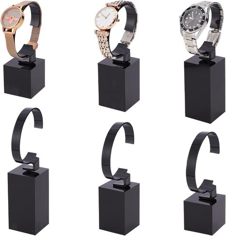 حامل عرض ساعة أكريليك 3 أحجام C شكل واحد سوار ساعة عرض حامل متجر المعرض التجاري سوار ساعة حامل رف عرض أسود لساعة الرجال المنزل أو متجر بيع العروض in Saudi Arabia