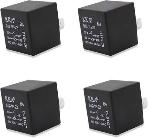 ZKFAR 4 قطع مرحل السيارة، 12 فولت 5 دبوس مقاوم للماء، لبدء تشغيل إشارة الانعطاف الخفيفة، قطع غيار عالمية لمعظم السيارات (أسود) in Kuwait