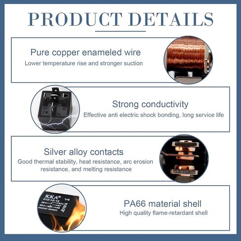 ZKFAR 4 قطع مرحل السيارة، 12 فولت 5 دبوس مقاوم للماء، لبدء تشغيل إشارة الانعطاف الخفيفة، قطع غيار عالمية لمعظم السيارات (أسود) in Kuwait