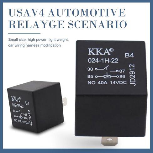 ZKFAR 4 قطع مرحل السيارة، 12 فولت 5 دبوس مقاوم للماء، لبدء تشغيل إشارة الانعطاف الخفيفة، قطع غيار عالمية لمعظم السيارات (أسود) in Kuwait