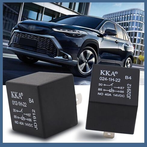 ZKFAR 4 قطع مرحل السيارة، 12 فولت 5 دبوس مقاوم للماء، لبدء تشغيل إشارة الانعطاف الخفيفة، قطع غيار عالمية لمعظم السيارات (أسود) in Kuwait