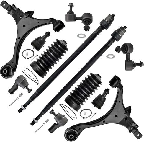 ASTARPRO - طقم تعليق أمامي 12 قطعة لـ 02-06 Honda CR-V 2002 2003 2004 2005 2006، 2 أذرع تحكم سفلية 2 مفاصل كروية 2 وصلات شريط Sway 4 نهايات قضيب ربط خارجي وداخلي 2 استبدال الحذاء in Saudi Arabia