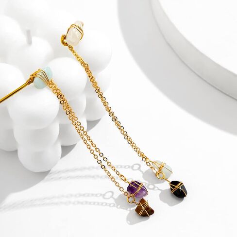 COLORFUL BLING Minimalist Punk Spiral Coil Upper Arm Cuff Natural Stone Tassel Fringe Open Arm Bracelet Armlet Adjustable Wrap Armband Bangle for Women in Saudi Arabia
