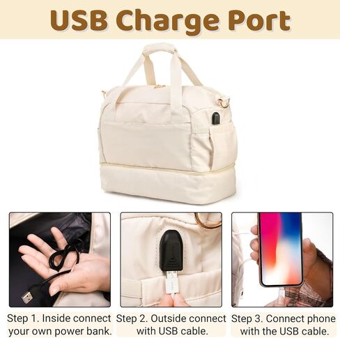 قطعتان من حقيبة عطلة نهاية الأسبوع للنساء، حقيبة سفر لطيفة مع حجرة للأحذية، حقيبة أدوات الزينة لصالة الألعاب الرياضية باللون البيج لحمل الأمتعة، والولادة في المستشفى، وتوصيل العمالة، والطائرات in Kuwait