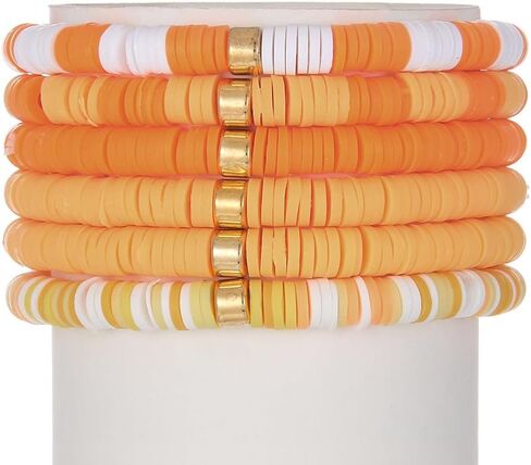 Macaron Multi-layer 6Pcs Bohemia Bracelet for Women Heishi Clay Bead Stretch Bracelets Stackable Colorful Summer Beach Hawaii Boho Jewelry Halloween Christmas Gifts in Saudi Arabia