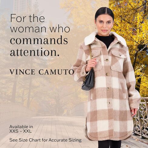 جاكيت نسائي من Vince Camuto بياقة صوف قابلة للإزالة ومعطف شتوي للنساء in Saudi Arabia