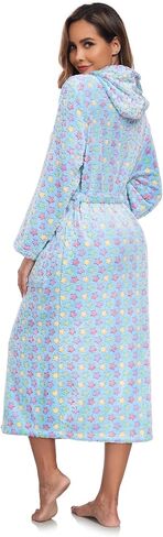 VOGMATE Women Hooded Plush Bathrobe Long Fluffy Fleece Robes with Hood Flannel House Robe in Saudi Arabia
