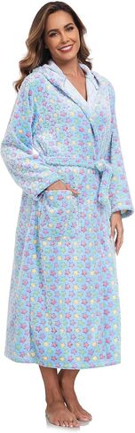 VOGMATE Women Hooded Plush Bathrobe Long Fluffy Fleece Robes with Hood Flannel House Robe in Saudi Arabia