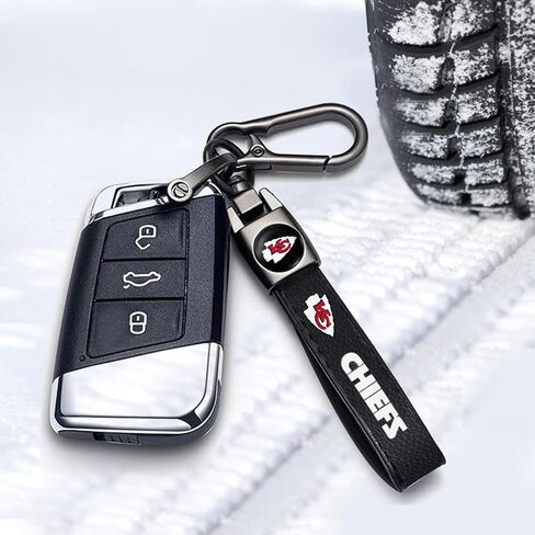 5pcsCar Key Chain with tire stem cap, Car Key Fob car dust Cap combination set, Key chain Key Ring accessories - chiefs-black in Saudi Arabia