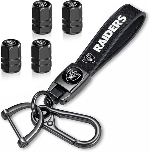 5pcsCar Key Chain with tire stem cap, Car Key Fob car dust Cap combination set, Key chain Key Ring accessories - chiefs-black in Saudi Arabia