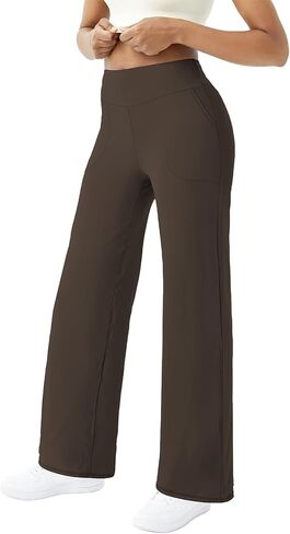 FireSwan Wide Leg Yoga Pants Women Stretch Dress Lounge Pants with Pockets High Waisted Loose Casual Pants in Kuwait
