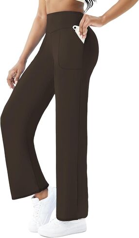 FireSwan Wide Leg Yoga Pants Women Stretch Dress Lounge Pants with Pockets High Waisted Loose Casual Pants in Kuwait