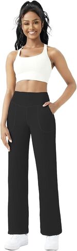 FireSwan Wide Leg Yoga Pants Women Stretch Dress Lounge Pants with Pockets High Waisted Loose Casual Pants in Kuwait