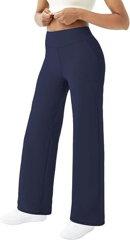 FireSwan Wide Leg Yoga Pants Women Stretch Dress Lounge Pants with Pockets High Waisted Loose Casual Pants in Kuwait