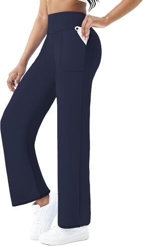 FireSwan Wide Leg Yoga Pants Women Stretch Dress Lounge Pants with Pockets High Waisted Loose Casual Pants in Kuwait