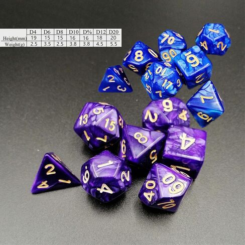 DND Dice Sets(35pieces) with Black Pockets, Complete Flash-Colors polyhedral Dice Sets of D4 D6 D8 D10 D% D12 D20 Great for Dungeons and Dragons RPG MTG Rolel Playing Table Games in Saudi Arabia
