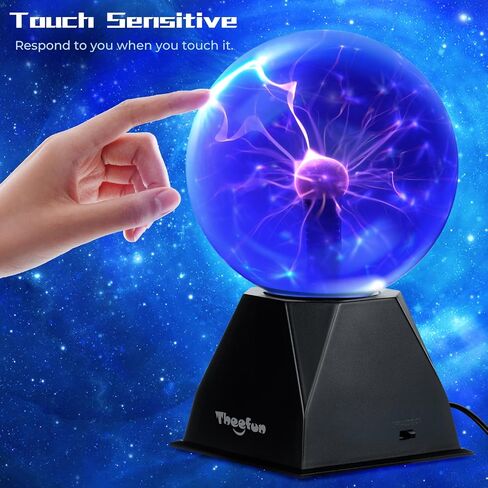 Theefun Plasma Ball: 6 Inch Plasma Globe Touch & Sound Sensitive Plasma Ball Lamp Electric Ball Lightning Novelty Light for Parties, Home, Prop, Room Decoration, Christmas Gifts in Kuwait