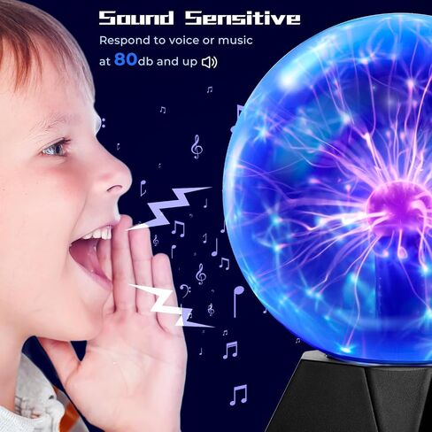 Theefun Plasma Ball: 6 Inch Plasma Globe Touch & Sound Sensitive Plasma Ball Lamp Electric Ball Lightning Novelty Light for Parties, Home, Prop, Room Decoration, Christmas Gifts in Kuwait