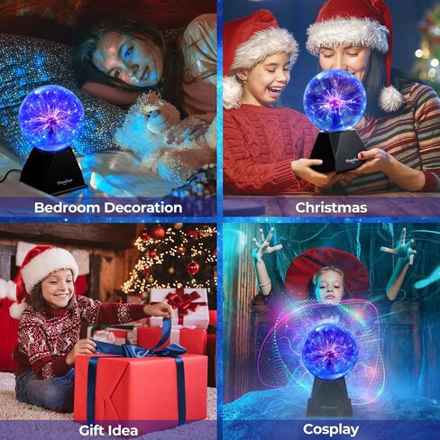 Theefun Plasma Ball: 6 Inch Plasma Globe Touch & Sound Sensitive Plasma Ball Lamp Electric Ball Lightning Novelty Light for Parties, Home, Prop, Room Decoration, Christmas Gifts in Kuwait