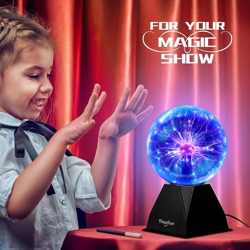Theefun Plasma Ball: 6 Inch Plasma Globe Touch & Sound Sensitive Plasma Ball Lamp Electric Ball Lightning Novelty Light for Parties, Home, Prop, Room Decoration, Christmas Gifts in Kuwait