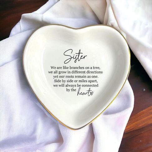 HatafaFurni Daughter Gift From Mom, Ring Dish For Girl Daughter, White Ceramic Jewelry Dish, Personalized Trinket Tray, Mother And Daughter, Wedding Gift, Graduation Birthday Gift in Saudi Arabia