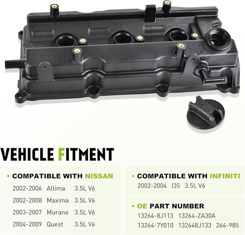13264-8J113 طقم غطاء صمام المحرك مناسب لنيسان، 2002-2006 ألتيما، 2002-2008 ماكسيما، 2003-2007 مورانو، 2004-2009 كويست، 2002-2004 محرك إنفينيتي I35 V6 3.5L # 13264ZA30A، 264-985، 132 647Y010 in Kuwait
